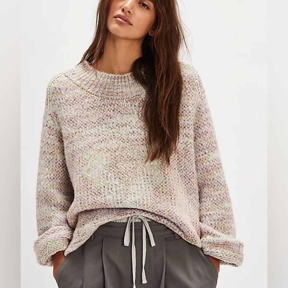 Free People Cotton Candy Pullover Sweater in Gardenia Blossom Combo